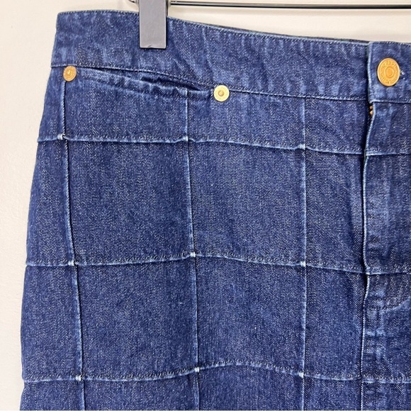 Lauren Ralph Lauren Windowpane Plaid Checkered Denim Blue Pencil Skirt Size 10 - Picture 4 of 8